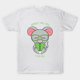 Books are my therapy, cute rat T-Shirt